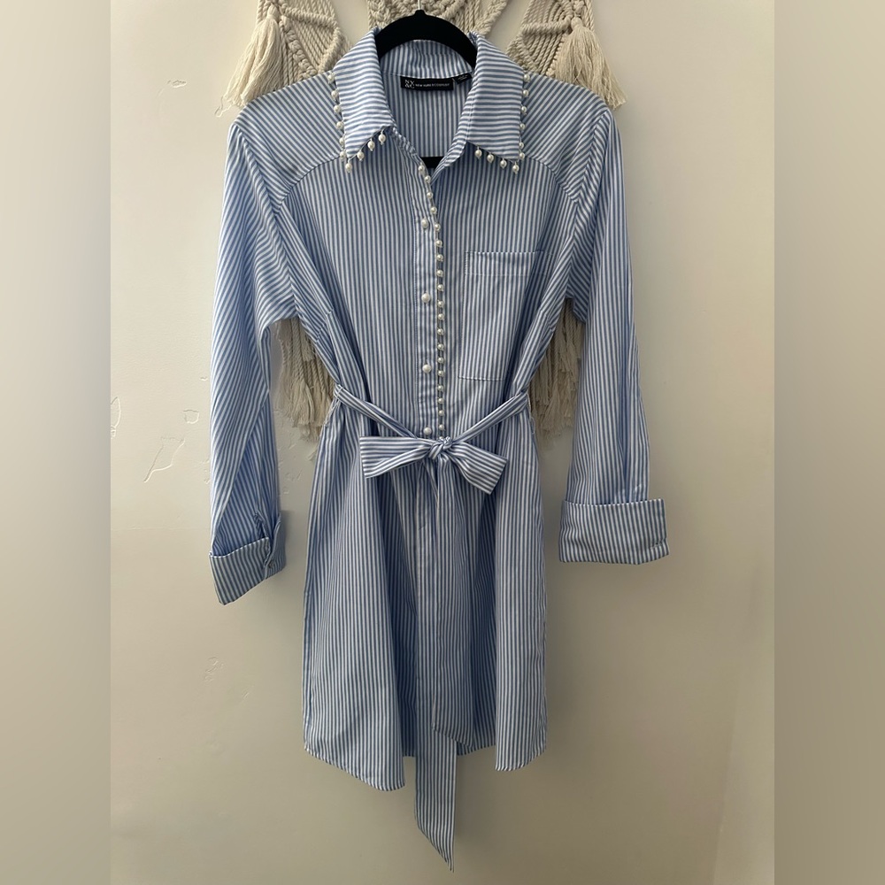 NY&C | striped shirt dress